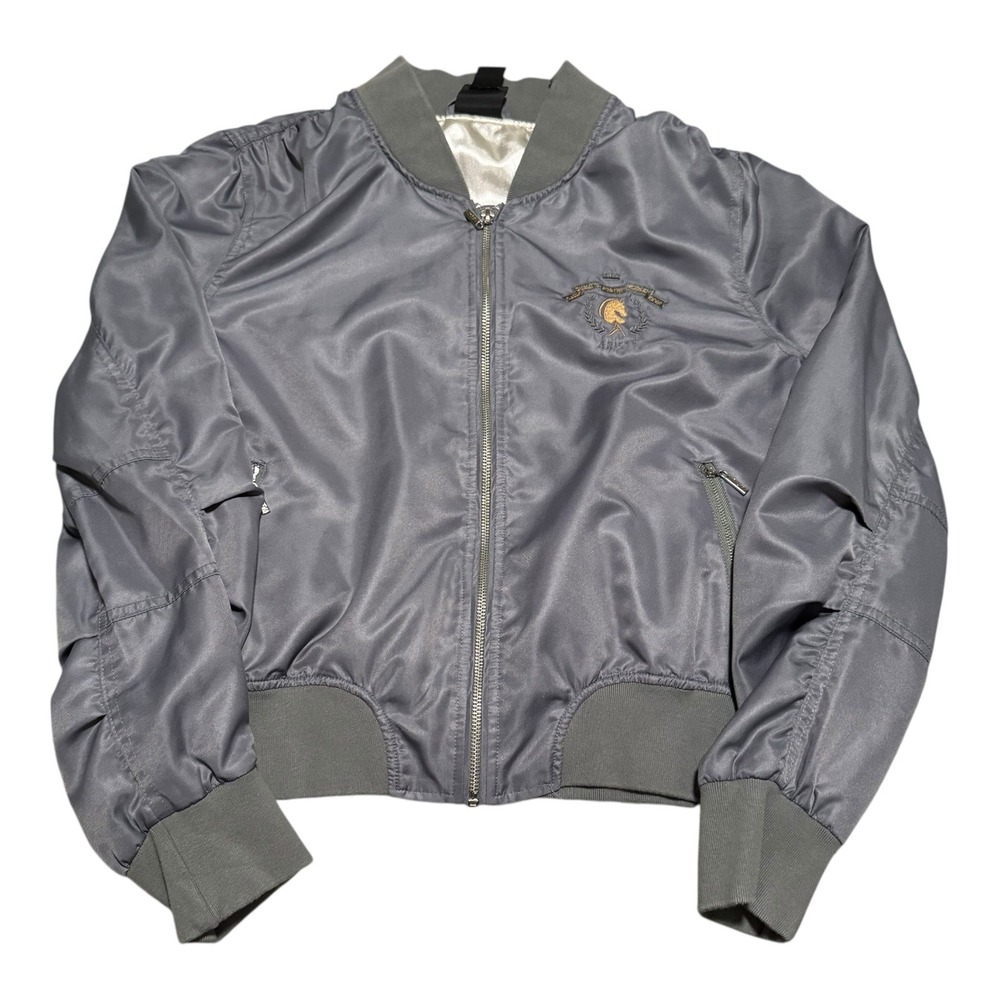 Arista Equestrian 100% Polyester‎ Gray/Blue Bomber Jacket Women's Large